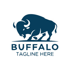 Buffalo animal logo design. vector illustration