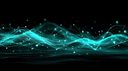 Digital Light Waves Abstract Background with Glowing Lines in Blue and Black for Technology and Innovation