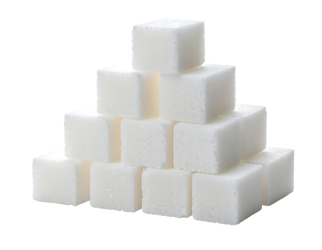 Pyramid of White Sugar Cubes on Transparent Background