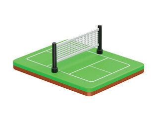 Badminton court icon 3d rendering illustration