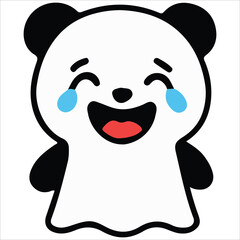 Obraz premium Crying Panda with Happy Tears Cute Cartoon Illustration