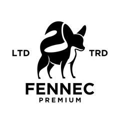 fennec fox logo icon design illustration negative black white