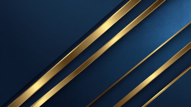A striking abstract design features bold diagonal gold lines across a blue textured background. The arrangement conveys sophistication and modernity, perfect for creative projects.
