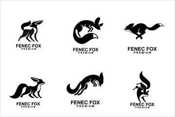 fennec fox icon design illustration negative black white template