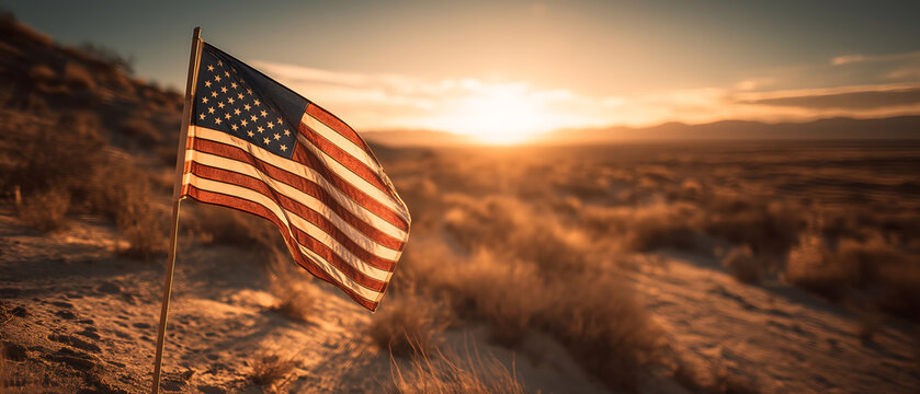 American flag waving at sunset patriotic symbol usa united states image