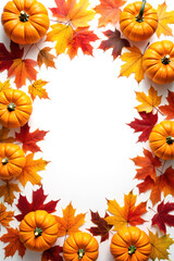 Obraz premium A floral autumn leaf frame borders a beautiful illustration of yellow daisy flowers