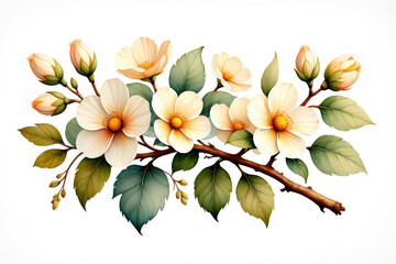 A vibrant bouquet of pink spring flowers is blooming beautifully, isolated on a white background