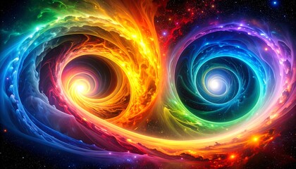 Obraz premium Abstract Space Swirls with Rainbow Colors and Twirling Light