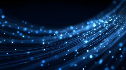 Glowing blue fiber-optic lines—dynamic data flow on dark. Symbolizes high-speed telecom, AI networks & digital infrastructure. Ideal for tech, cloud & cyber visuals.