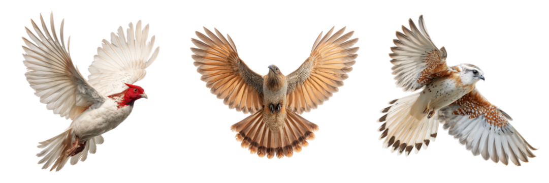 Set of Intricate black and white seagull drawing, hyperrealistic textures on transparent png background. Ai generated - Powered by Adobe