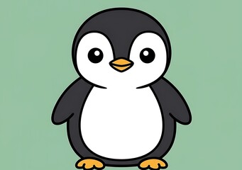 Obraz premium Cute Cartoon Penguin Standing Adorably Expressing Charm and Playfulness