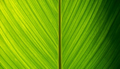 Close-up of a vibrant green leaf's central vein and parallel venation