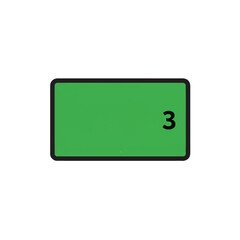 Green rectangle with number 3 inside.