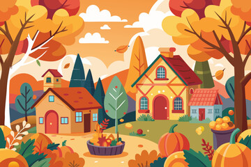 Pumpkins sitting on hay bales at a fall festival during sunset. Autumn farmers market. Harvest festival pumpkins displayed. Pumpkins Autumn decorative background composition. © Shofikul islam