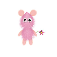 ふわふわした花の妖精のイメージの生き物　3d 　クリップアート　挿絵　png