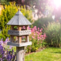 Bird Feeder in Garden Setting