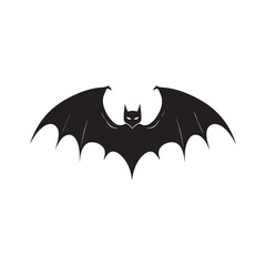 Fototapeta premium Bat in flight silhouette, A black silhouette of a bat in flight with wings spread, night wildlife art, Black Bat Silhouettes in Flight