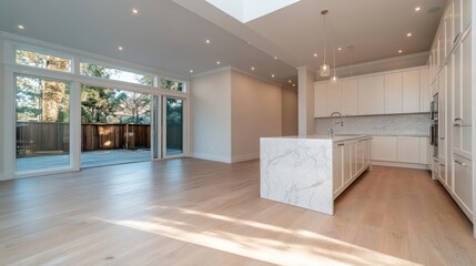 Contemporary open-concept living space with bright kitchen and seamless indoor-outdoor flow home