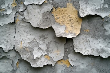 Rough old concrete wall texture background, pieces of plaster are peeling off, with surface voids, abstract photography, high detail.