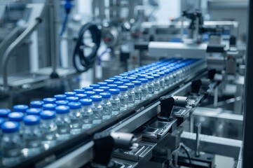 Obraz premium High-Tech Industrial Automation in a Drug and Vaccine Factory