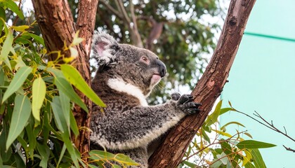 Fototapeta premium Grey koala in eucalyptus tree