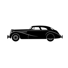 Silhouette of a classic black vintage car, showcasing elegant design and timeless automotive style.