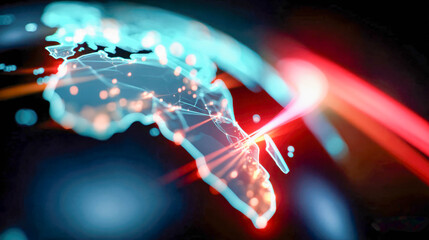 Abstract glowing world map with energy network connections, symbolizing oil and gas trade, pipelines, and global economy