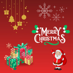 Beautiful Christmas wishes template designed with festive elements like Christmas tree, ornaments, lights, snowflakes, and warm typography.