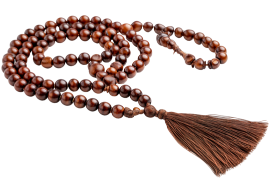 Buy mala beads brown wood meditation beads tassel spiritual jewelry gift on transparent background