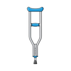 Illustration of a single blue and silver crutch, designed for mobility support and injury recovery.