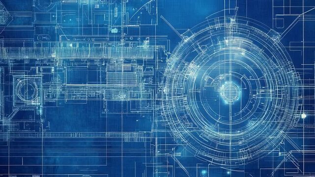 Futuristic blueprint project showing engineering and innovation