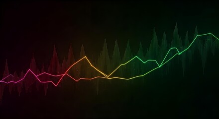 Abstract Digital Waveform Visualization: Red, Green, and Yellow