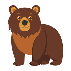 Cute brown bear cartoon animal isolated on white background vector illustration