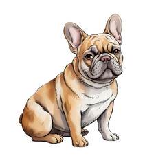 Fototapeta premium Adorable french bulldog sitting portrait warm tan and white fur royalty free stock photos premium quality transparent background