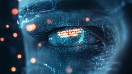 Futuristic human eye scanning and processing data stream - Powered by Adobe