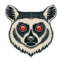 simple lino cut of a lemur mask