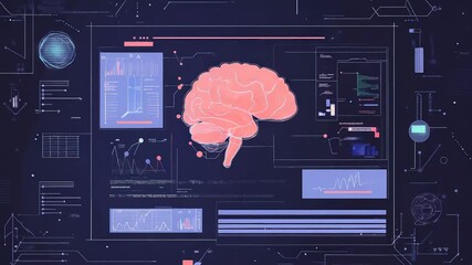 Artificial intelligence processing data and analyzing human brain on futuristic interface - Powered by Adobe