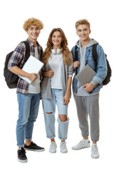 Diverse Group of Students Smiling with Laptops