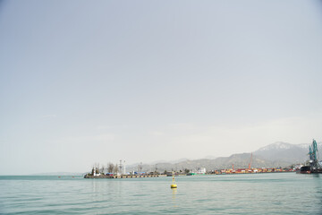 Fototapeta premium Beautiful view of the seaport in Batumi, Georgia. High quality photo