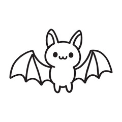 A delightful line drawing of a small and cute bat. 