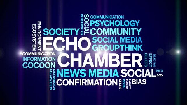 Echo Chamber animated word cloud-text design animation tag kinetic typography seamless loop.