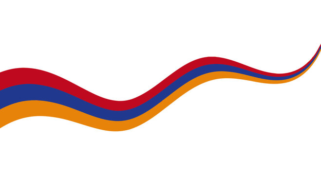 Abstract wavy ribbon in the colors of the armenian flag against a black background