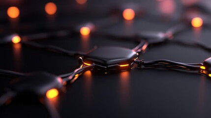 Interconnected luminous network nodes forming a technological infrastructure visualization