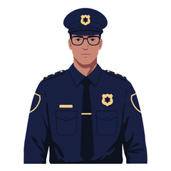 Vigilant Security or Law Enforcement Official - Flat 2D Vector Illustration of Public Safety, Protection, and Governmental Authority