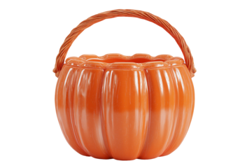 Buy orange pumpkin basket halloween candy holder trick or treat container on transparent background