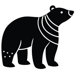 Fototapeta premium Polar Bear Silhouette Wearing Winter Scarf Vector Illustration