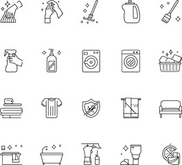 Home cleaning line icon set. Vector symbols for housekeeping service. 