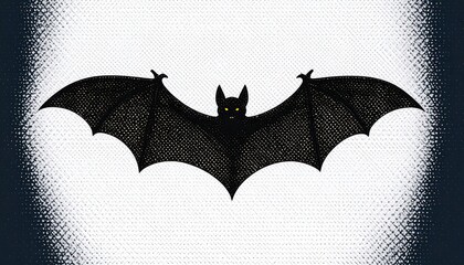 Black bat silhouette against a textured white background