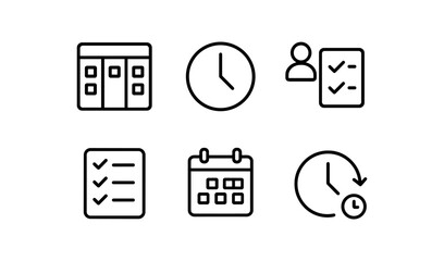 Minimalist icons for scheduling and time management