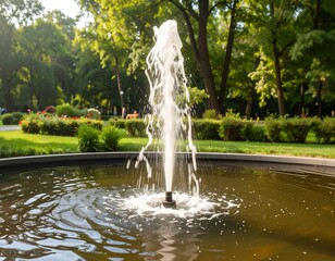 Park fountain spraying water